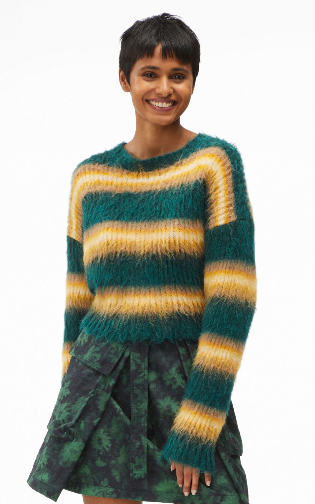 Jerseys Kenzo Cropped striped alpaca Mujer Verde Oscuro CFL648917